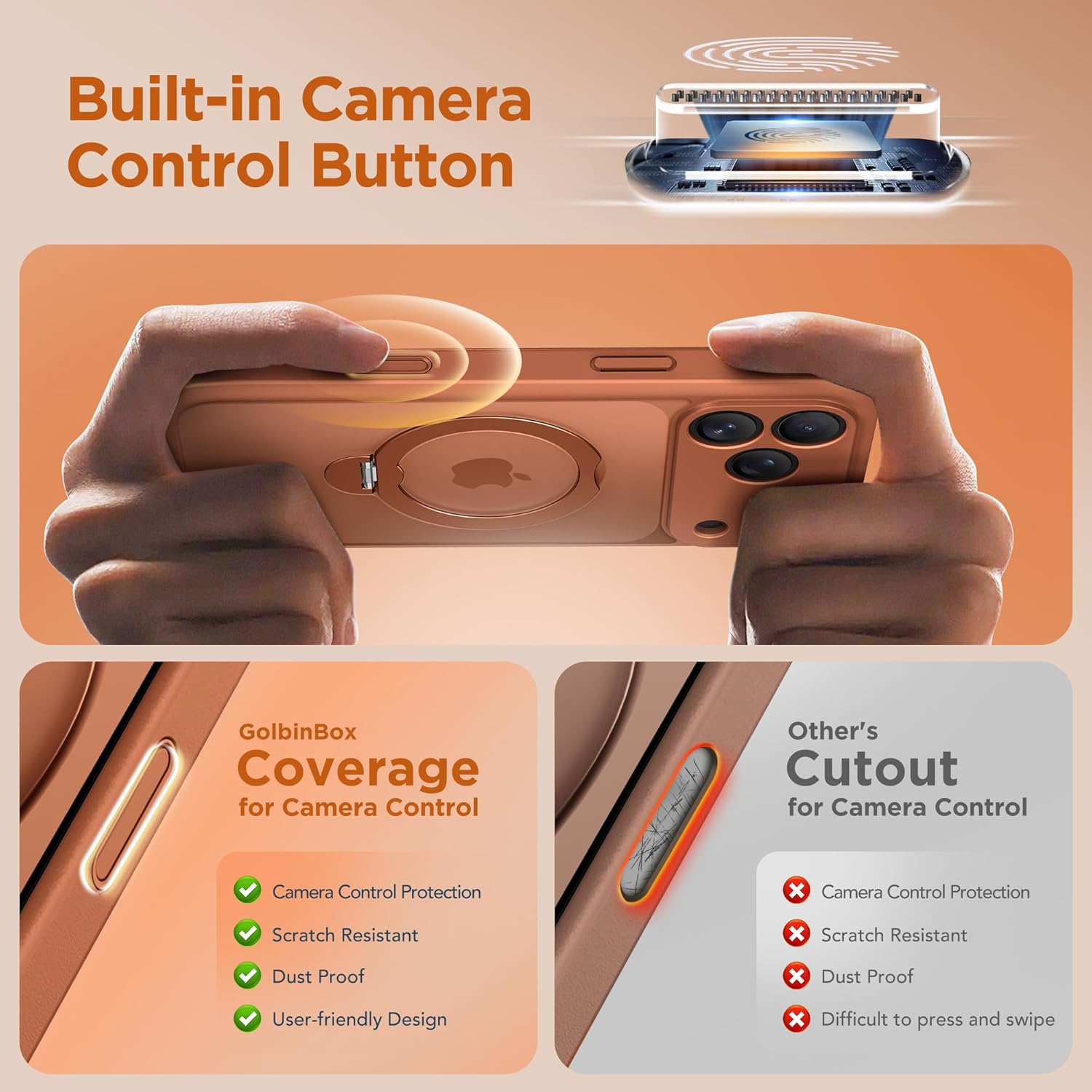 iPhone 17 Pro Max Case with 360° Spin Magnetic Stand