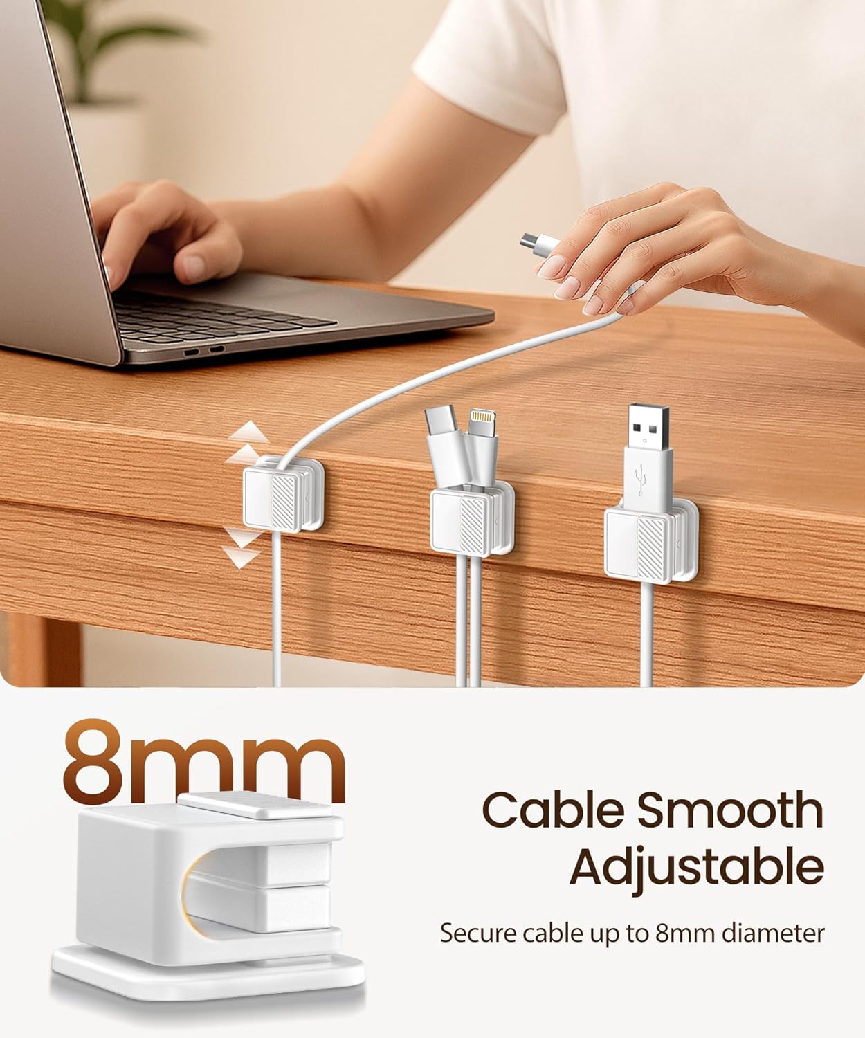 Cable Clips, Glow in the Dark Cable Holders, 6 Pack Magnetic Cord Organizer with Shockproof Silicone