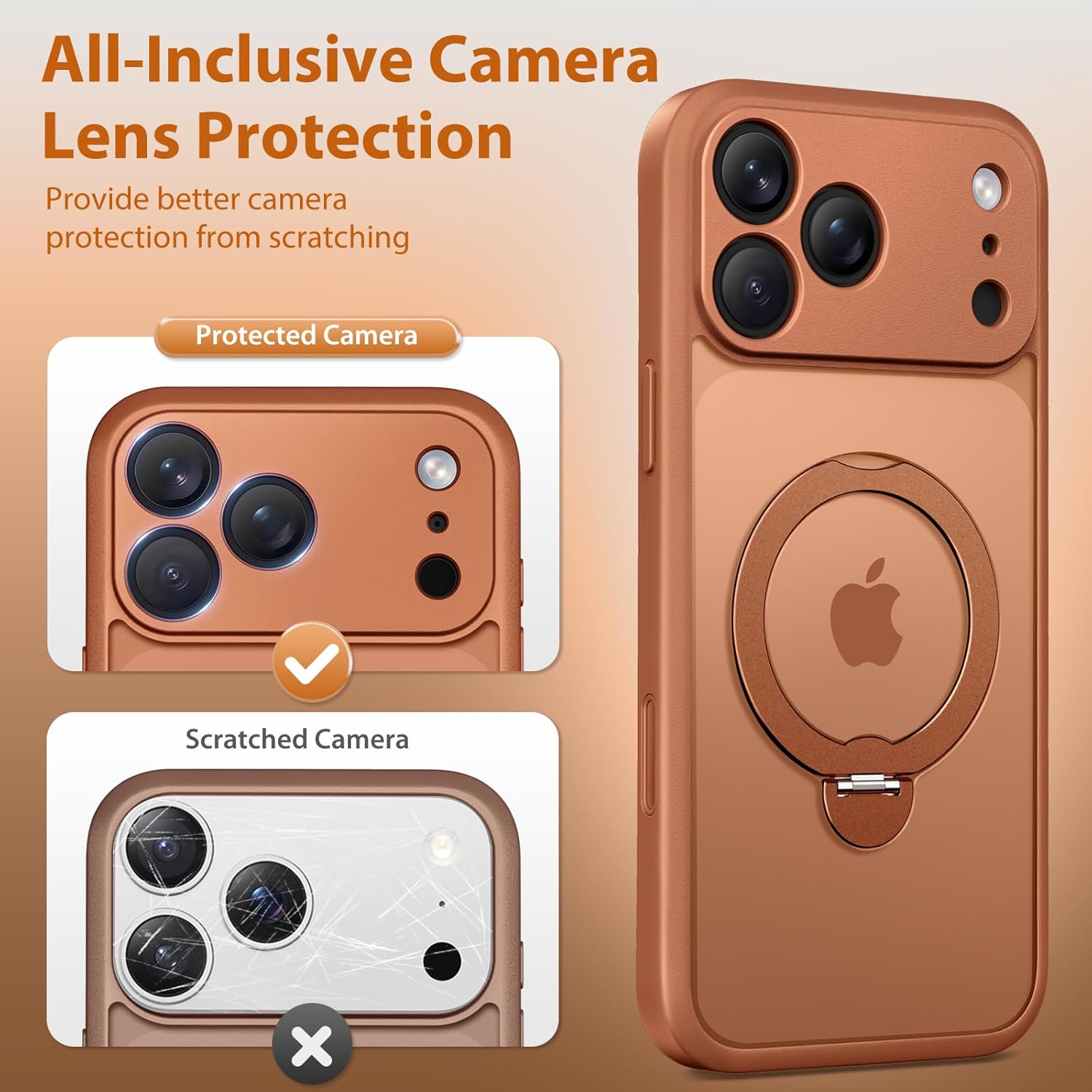 iPhone 17 Pro Max Case with 360° Spin Magnetic Stand