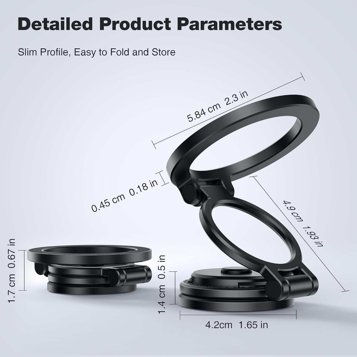 MagSafe Car Mount, Metal Design, Folding 360° Rotation, Cell Phone Holder