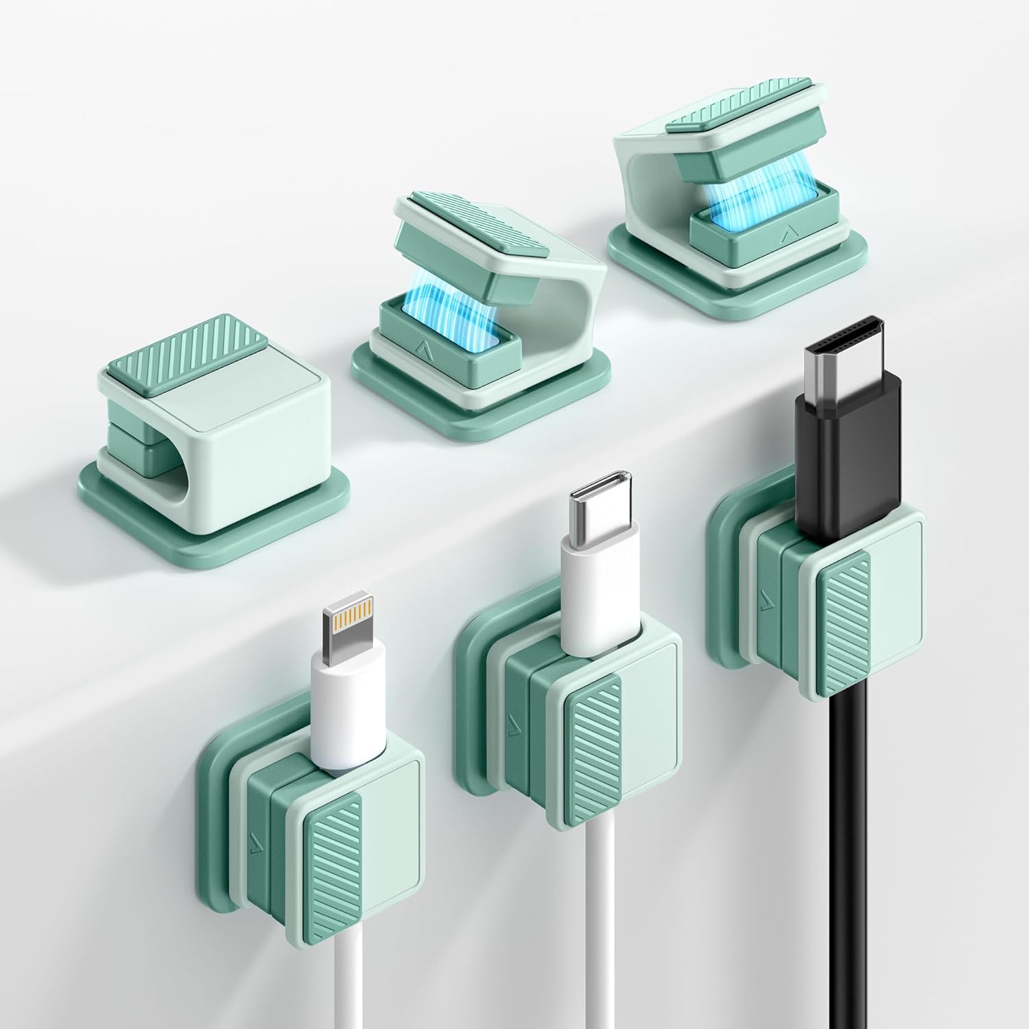 Cable Clips, Glow in the Dark Cable Holders, 6 Pack Magnetic Cord Organizer with Shockproof Silicone