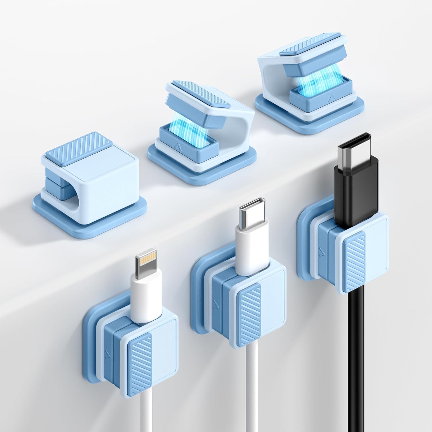 Cable Clips, Glow in the Dark Cable Holders, 6 Pack Magnetic Cord Organizer with Shockproof Silicone