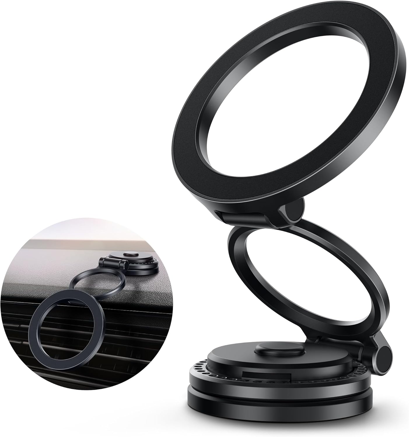 MagSafe Car Mount, Metal Design, Folding 360° Rotation, Cell Phone Holder