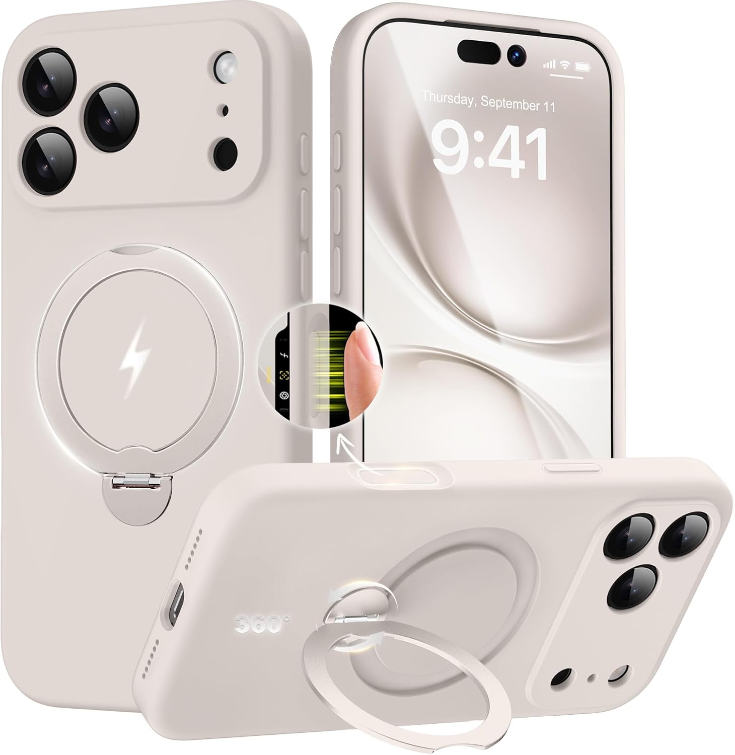 GolbinBox  iPhone 17 Pro Max Case with 360° Spin Magnetic Stand