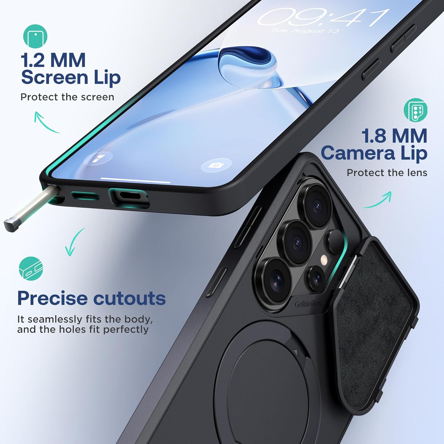 GolbinBox 360 Adjustable Magnetic Stand for Samsung Galaxy S26 Ultra Phone Case