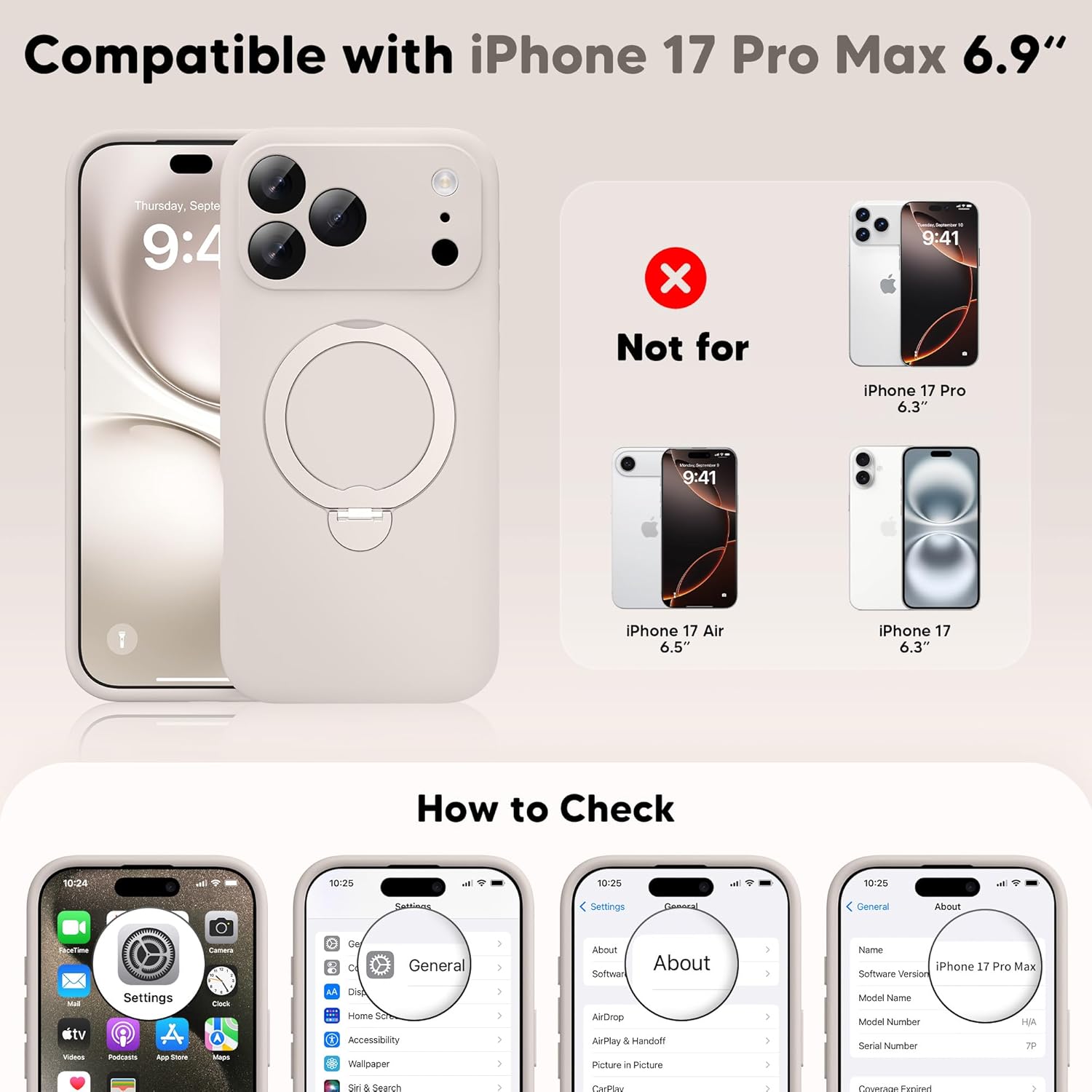 GolbinBox  iPhone 17 Pro Max Case with 360° Spin Magnetic Stand