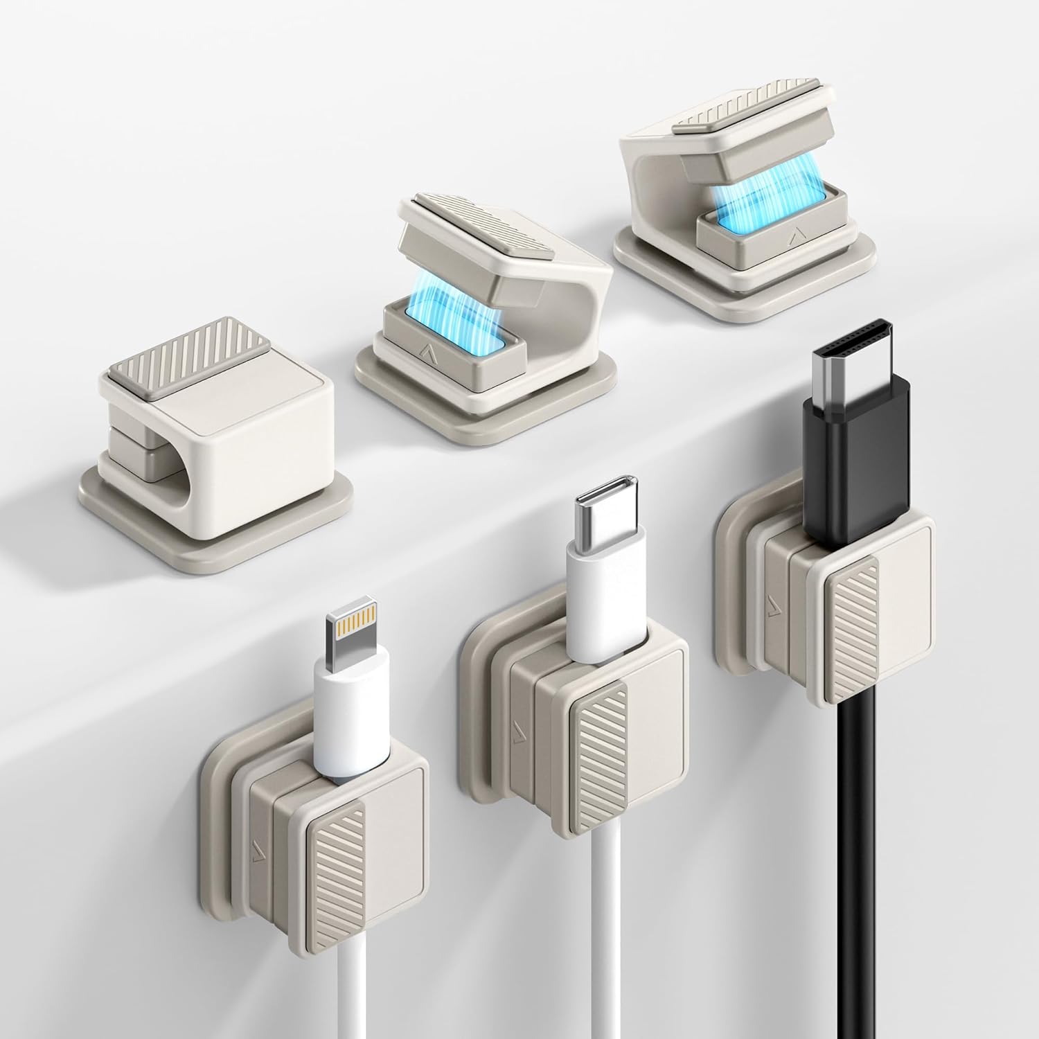 Cable Clips, Glow in the Dark Cable Holders, 6 Pack Magnetic Cord Organizer with Shockproof Silicone