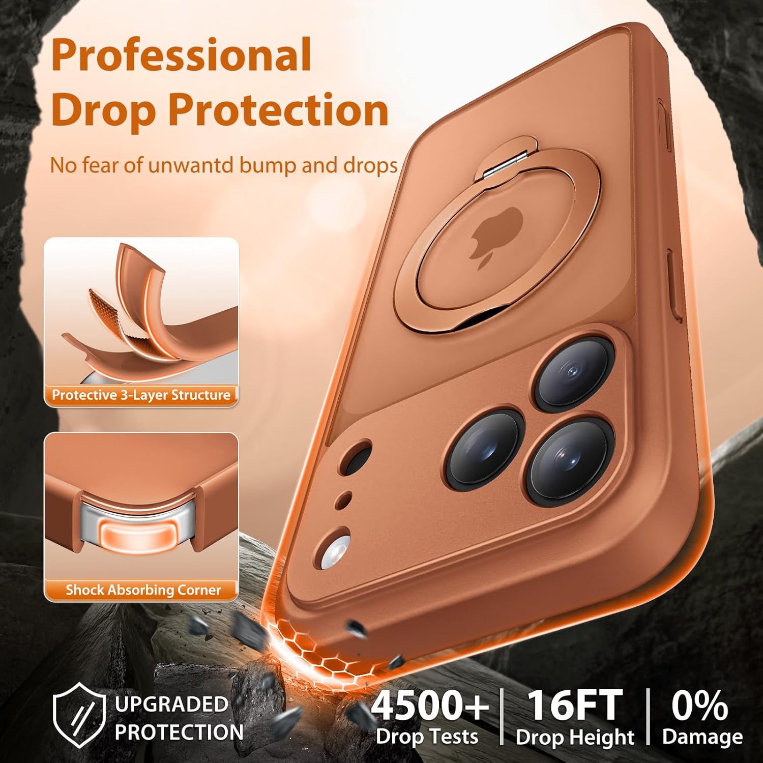 iPhone 17 Pro Max Case with 360° Spin Magnetic Stand