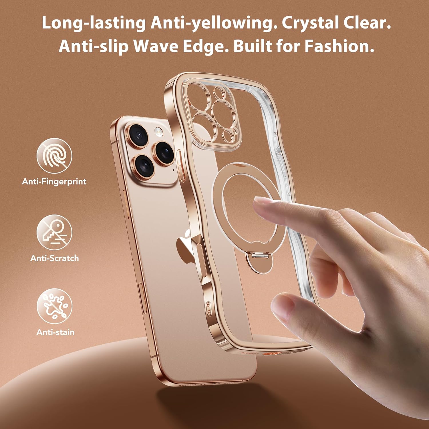 iPhone 16 Pro Case with 360° Spin Magnetic Stand Ring