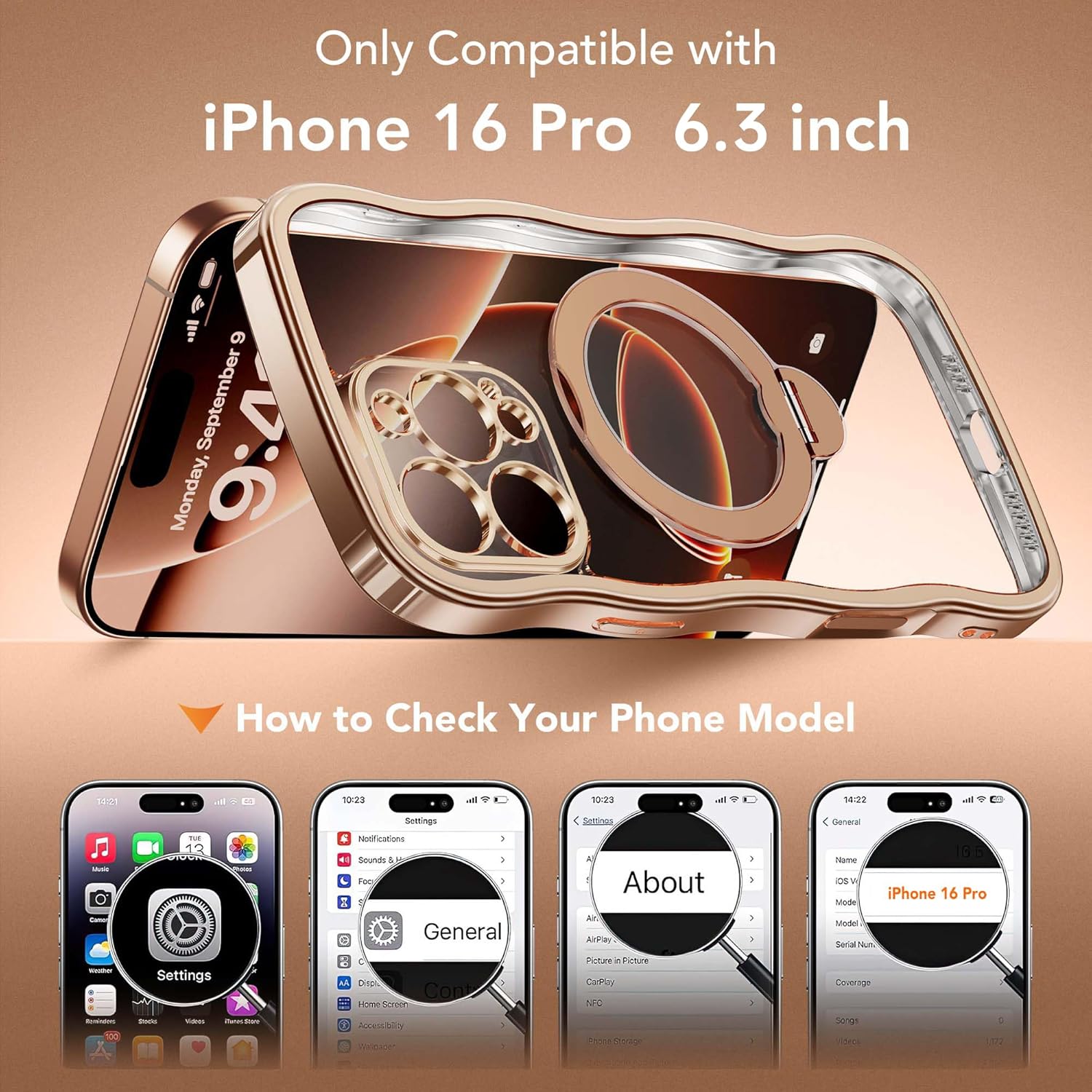 iPhone 16 Pro Case with 360° Spin Magnetic Stand Ring