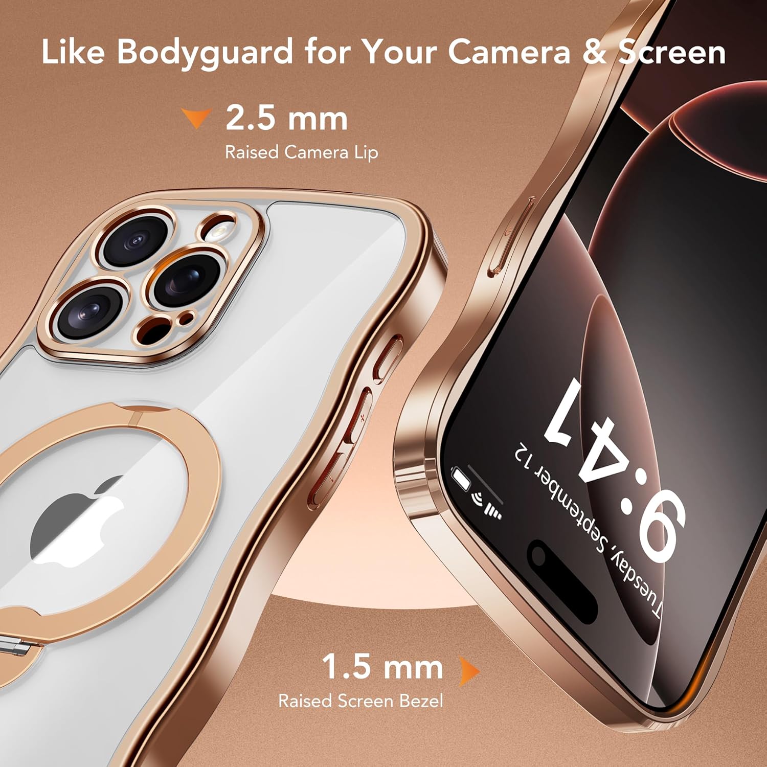 iPhone 15 Pro Max Case with 360° Spin Magnetic Stand Ring