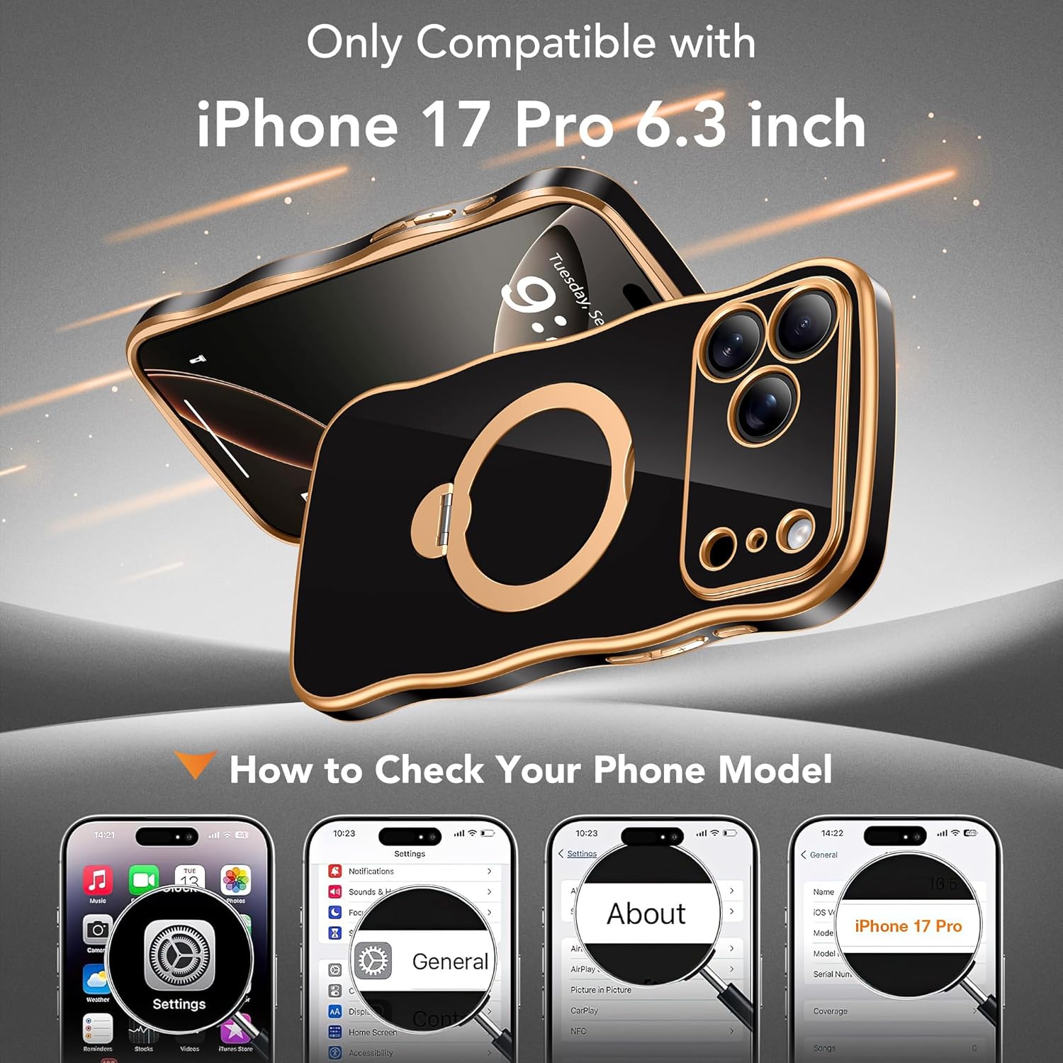 GolbinBox Magnetic for iPhone 17 Pro Case with 360° Spin Stand