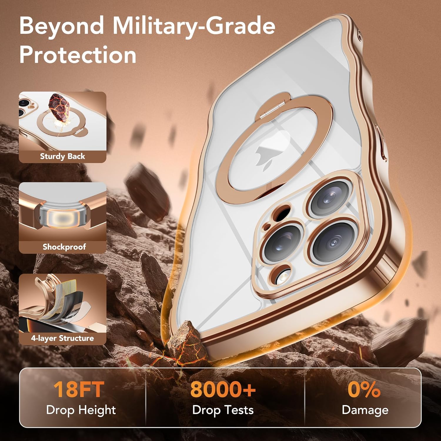 iPhone 15 Pro Max Case with 360° Spin Magnetic Stand Ring