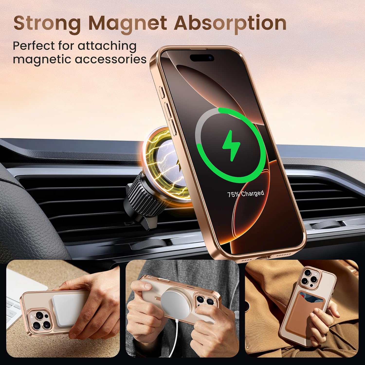Magnetic for iPhone 16 Pro Case with Stand Shockproof Slim Phone Case 6.3 Inch