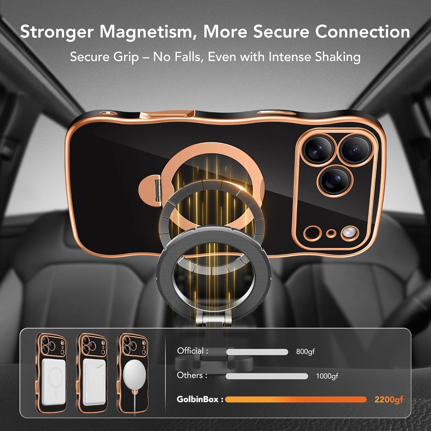 GolbinBox Magnetic for iPhone 17 Pro Max Case with 360° Spin Stand