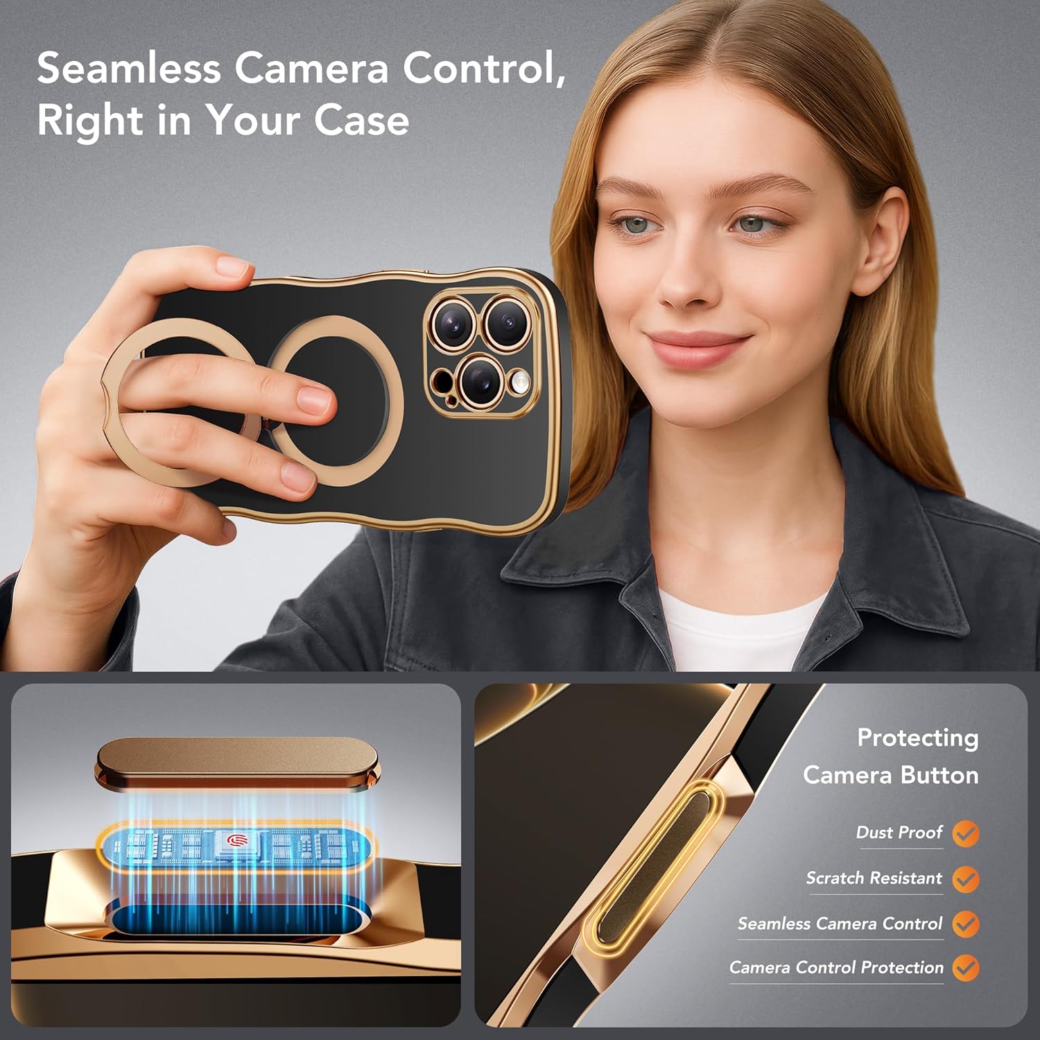 GolbinBox for iPhone 16 Pro Max Case with 360° Spin Magnetic Stand