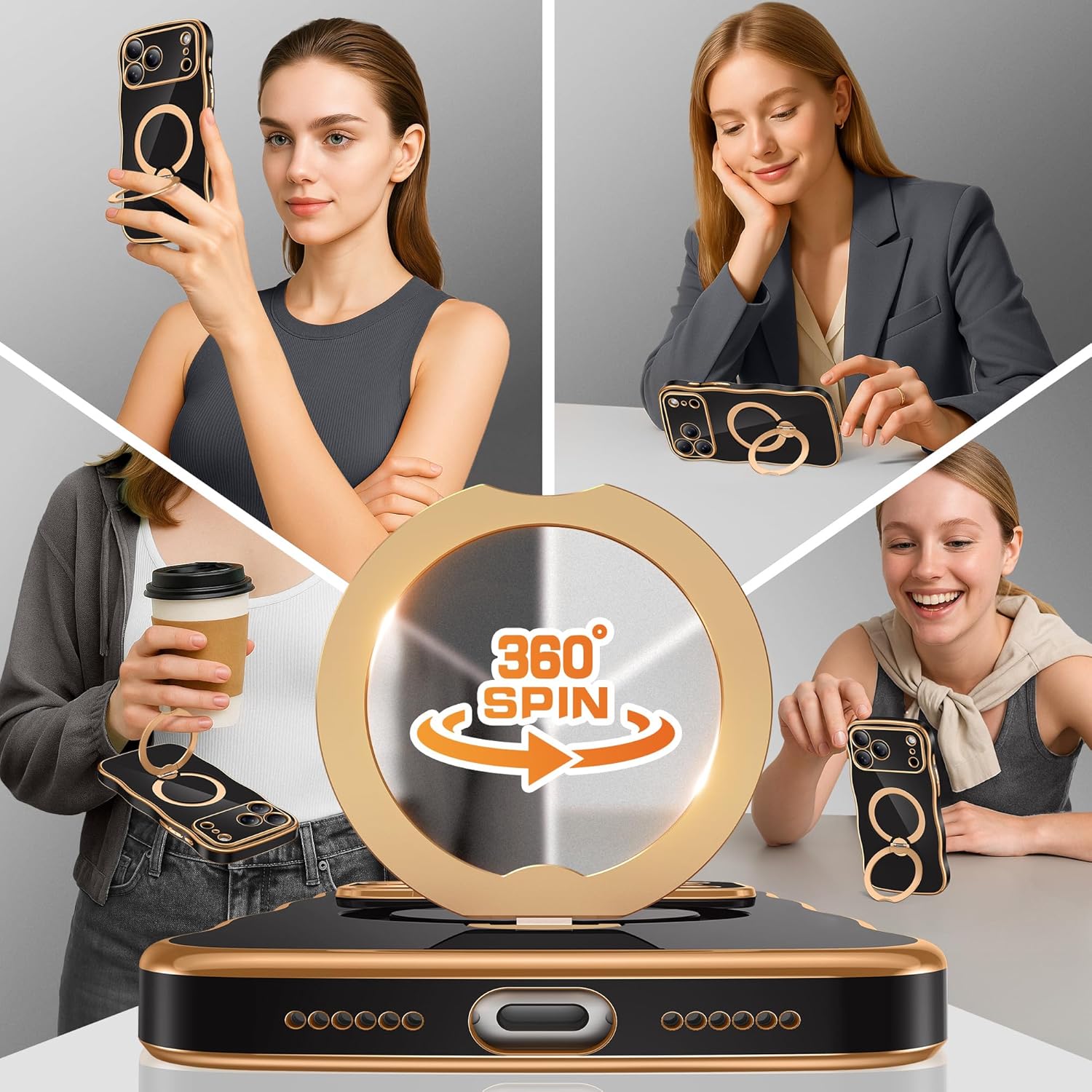 GolbinBox Magnetic for iPhone 17 Pro Case with 360° Spin Stand