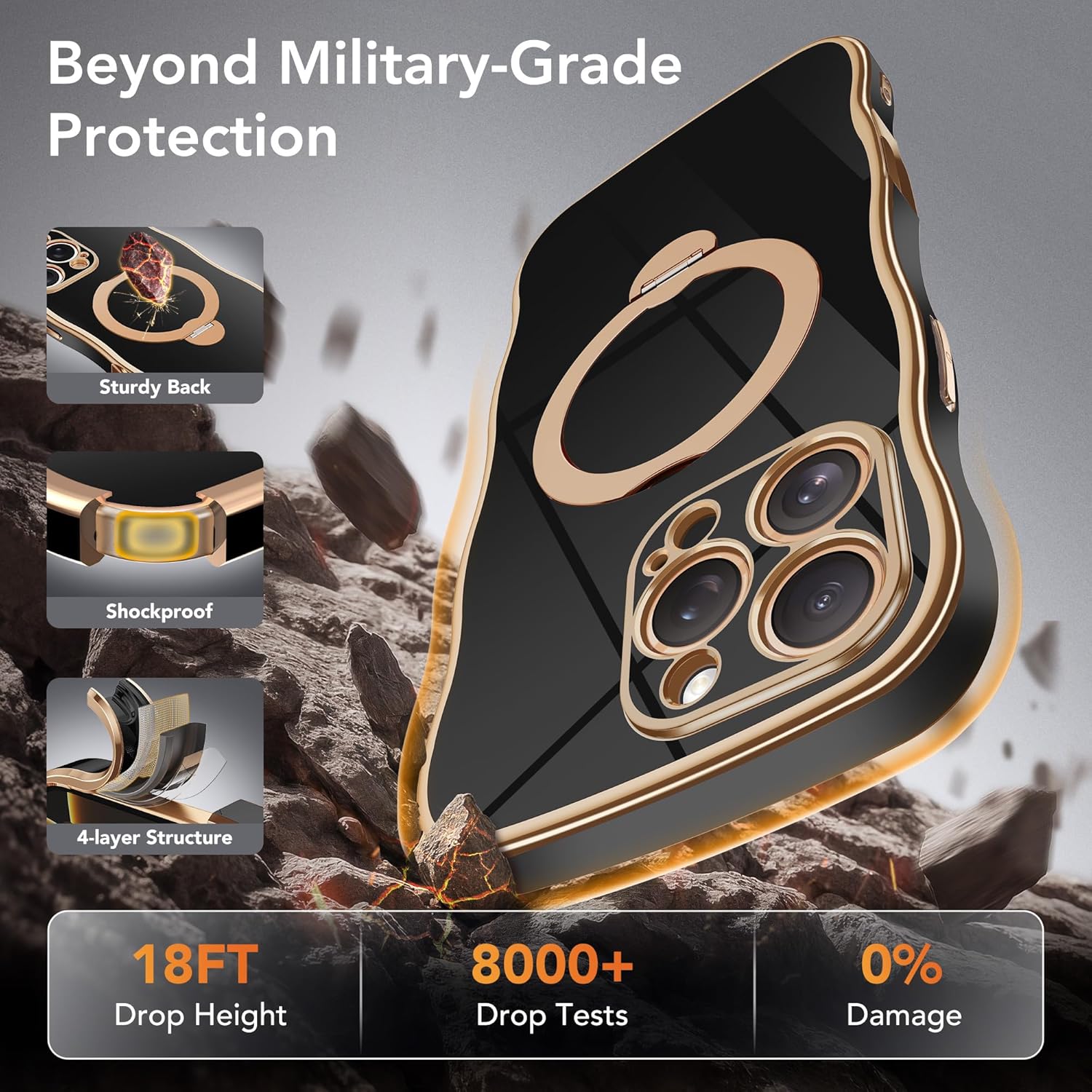 GolbinBox for iPhone 16 Pro Max Case with 360° Spin Magnetic Stand