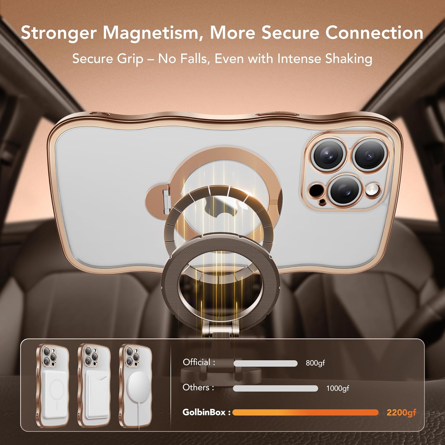 iPhone 15 Pro Case with 360° Spin Magnetic Stand Ring