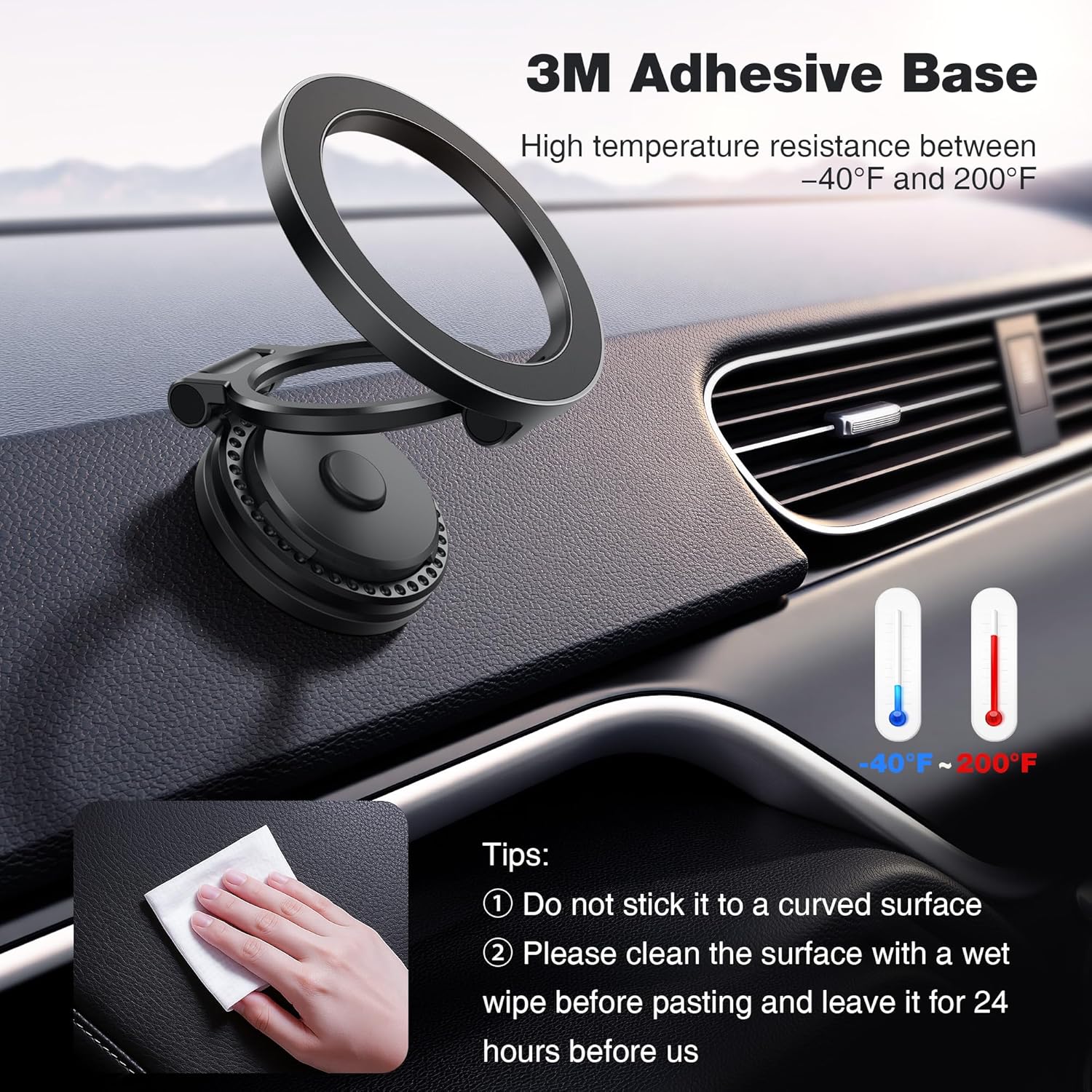 MagSafe Car Mount, Metal Design, Folding 360° Rotation, Cell Phone Holder