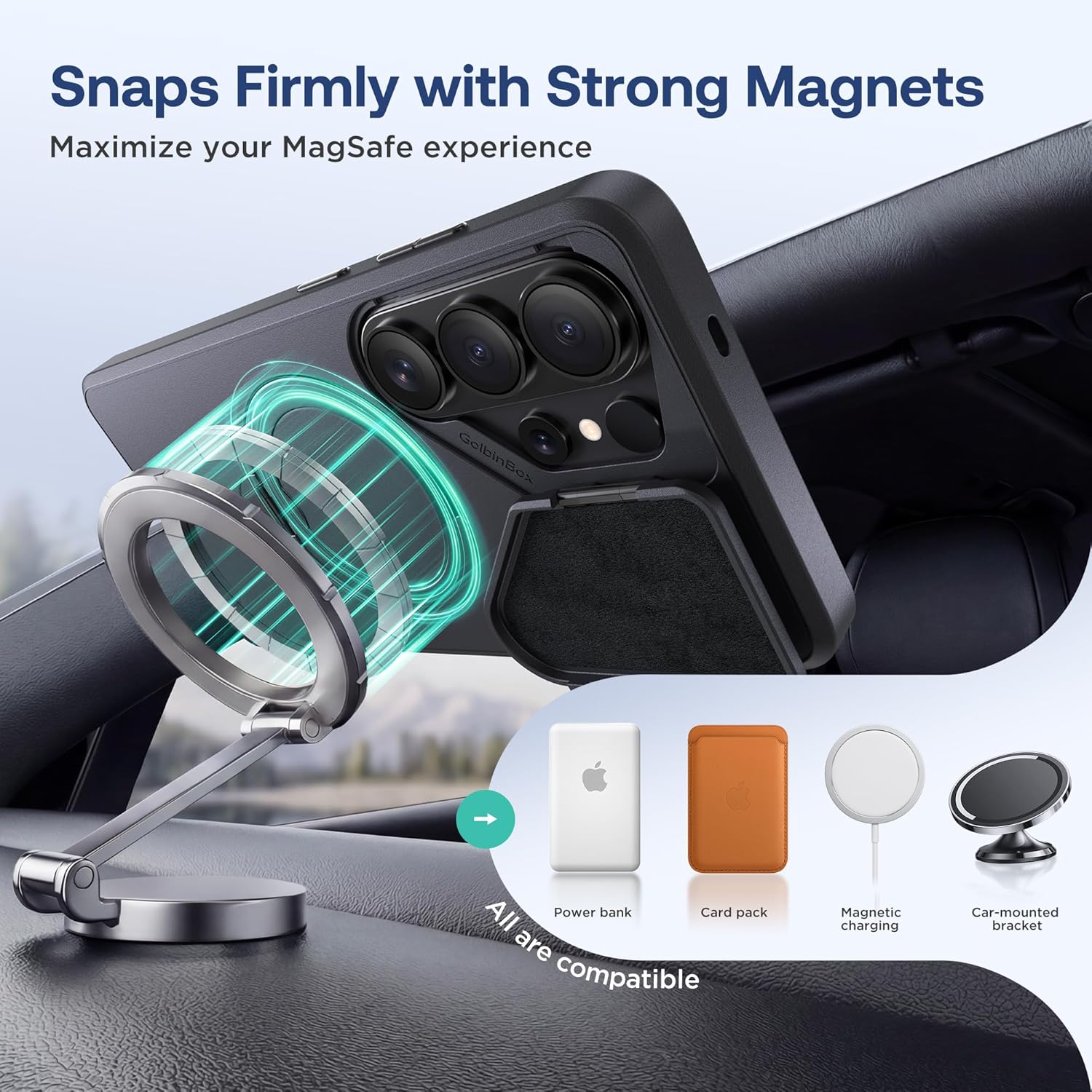 GolbinBox 360 Adjustable Magnetic Stand for Samsung Galaxy S26 Ultra Phone Case