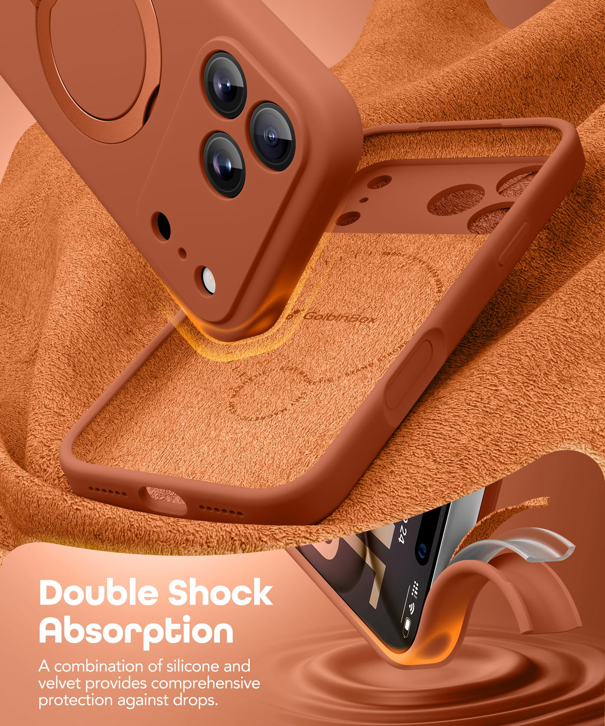 GolbinBox for iPhone 18 Pro Max Case with Stand, Orange