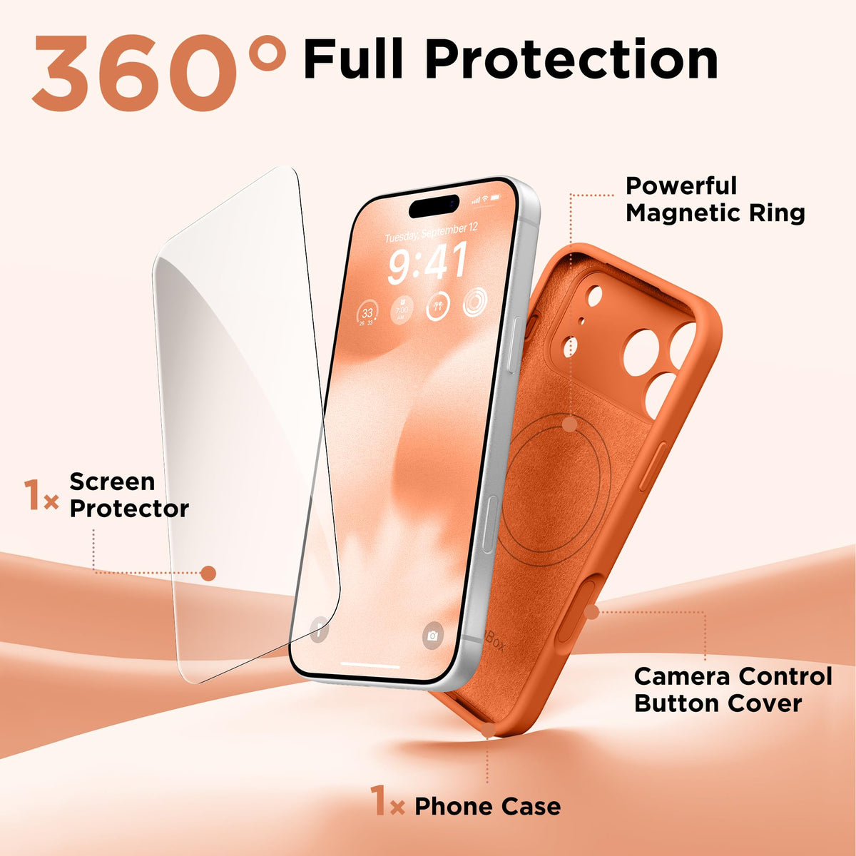 GolbinBox Magnetic for iPhone 18 Pro Case, Dusty Orange