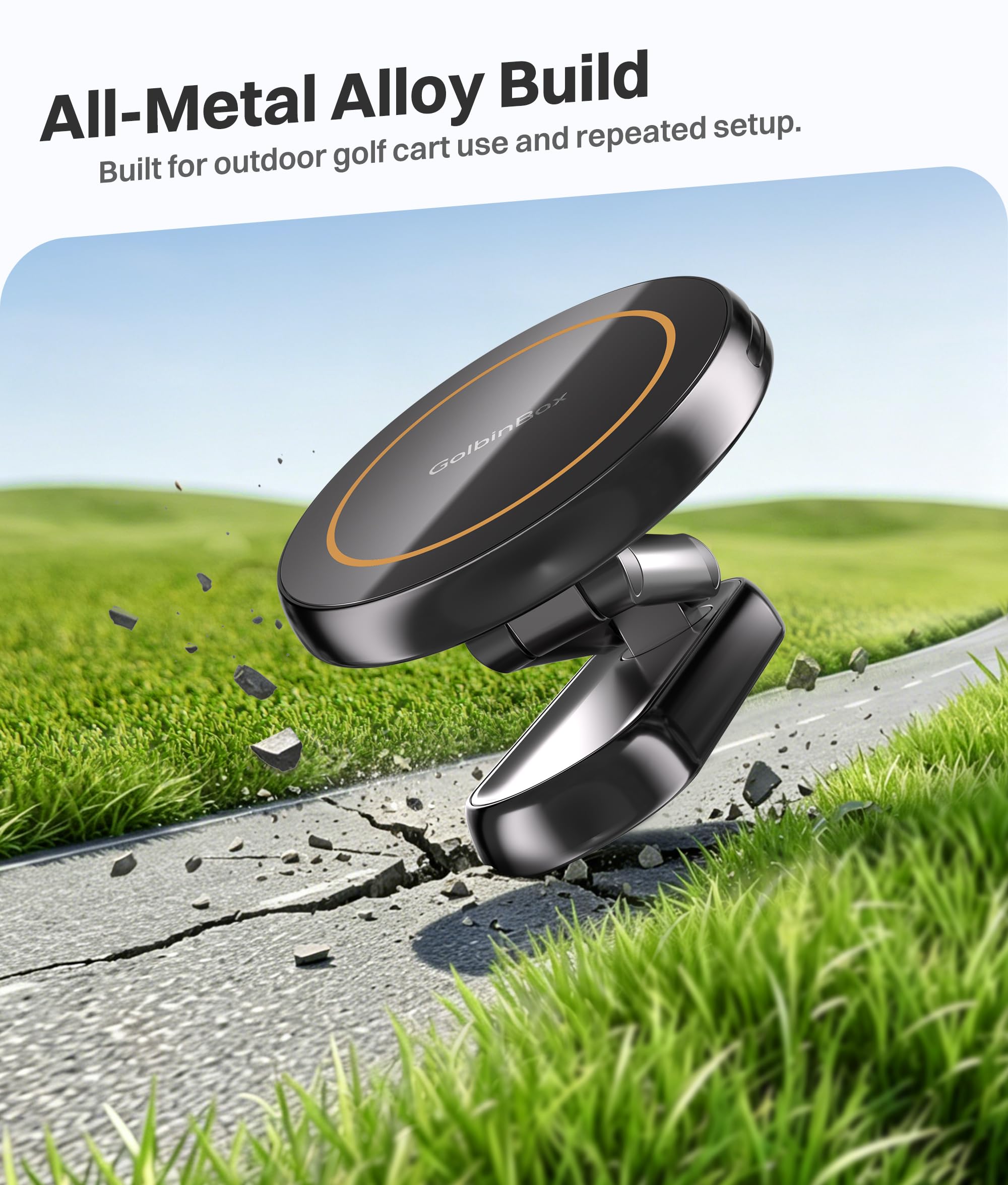 Magnetic Golf Cart Phone Holder 360 Spin, Fit for iPhone/Samsung