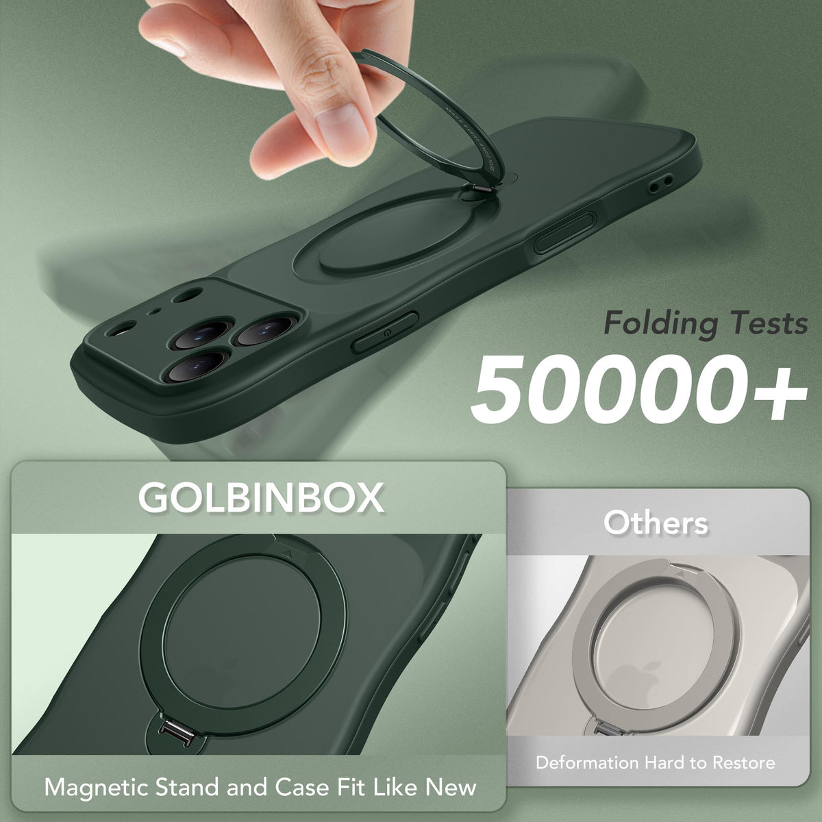 Magnetic for iPhone 18 Pro Case,360° Spin Stand Forest Green